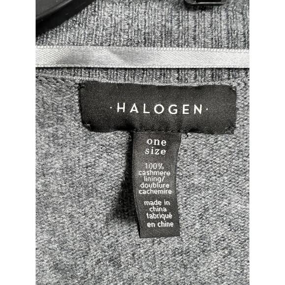 Halogen Women’s 100% Cashmere Open Cardigan Sweater Gray Short Sleeve One Size - Picture 5 of 8
